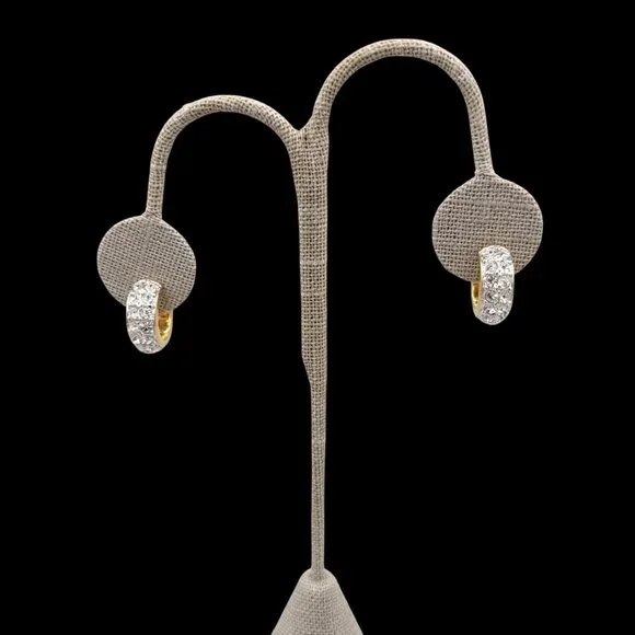 Joan Rivers Sparkly White Rhinestone Hugger Hoop Earrings Pierced Signed - Picture 3 of 6